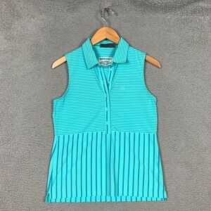 G/Fore Golf Polo Top Women's Small S Aqua Blue‎ Stripe Seychelles Madison Club